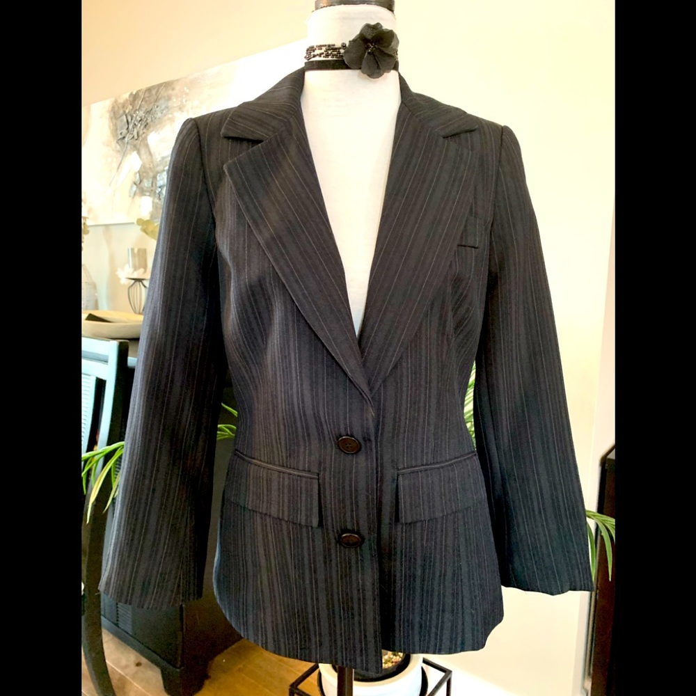 Terra Nostra, very nice blazer, black charcoal,striped tons sur tons, worn 2-3
